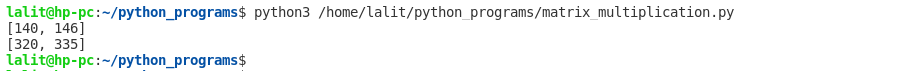 matrix mulitplication python