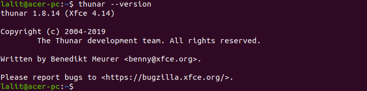 thunar version