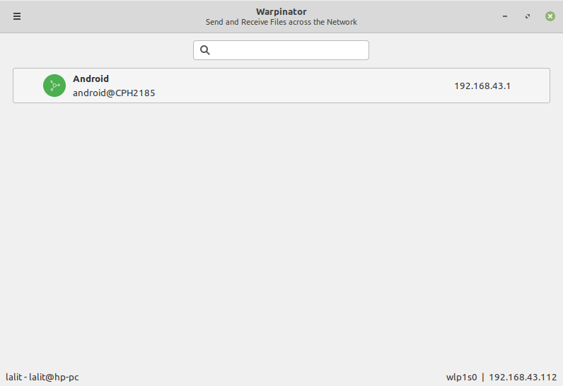 warpinator user interface