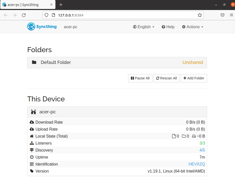 syncthing web ui