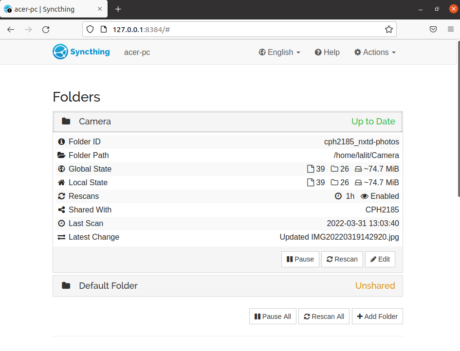 syncing folder