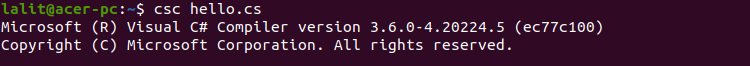 mono hello.cs compile