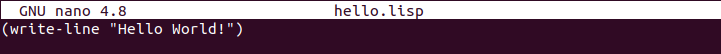lisp hello world program