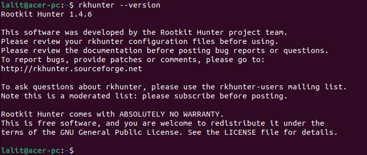 rkhunter version