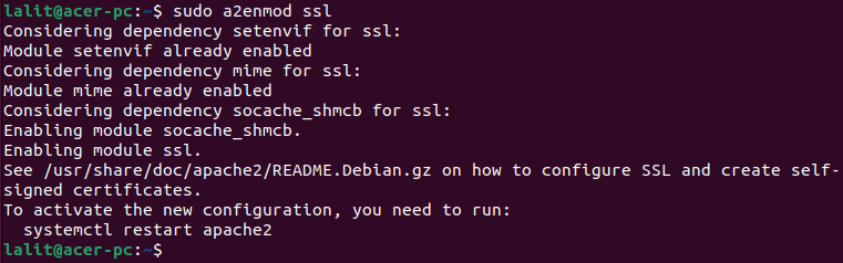enable ssl module apache