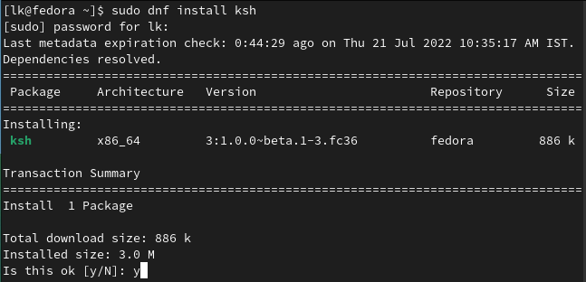 ksh install 