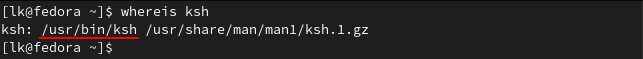 ksh location fedora