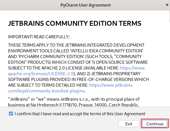 Pycharm user agreement