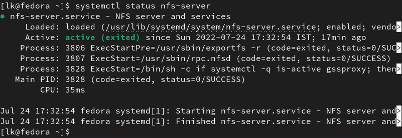 nfs server status