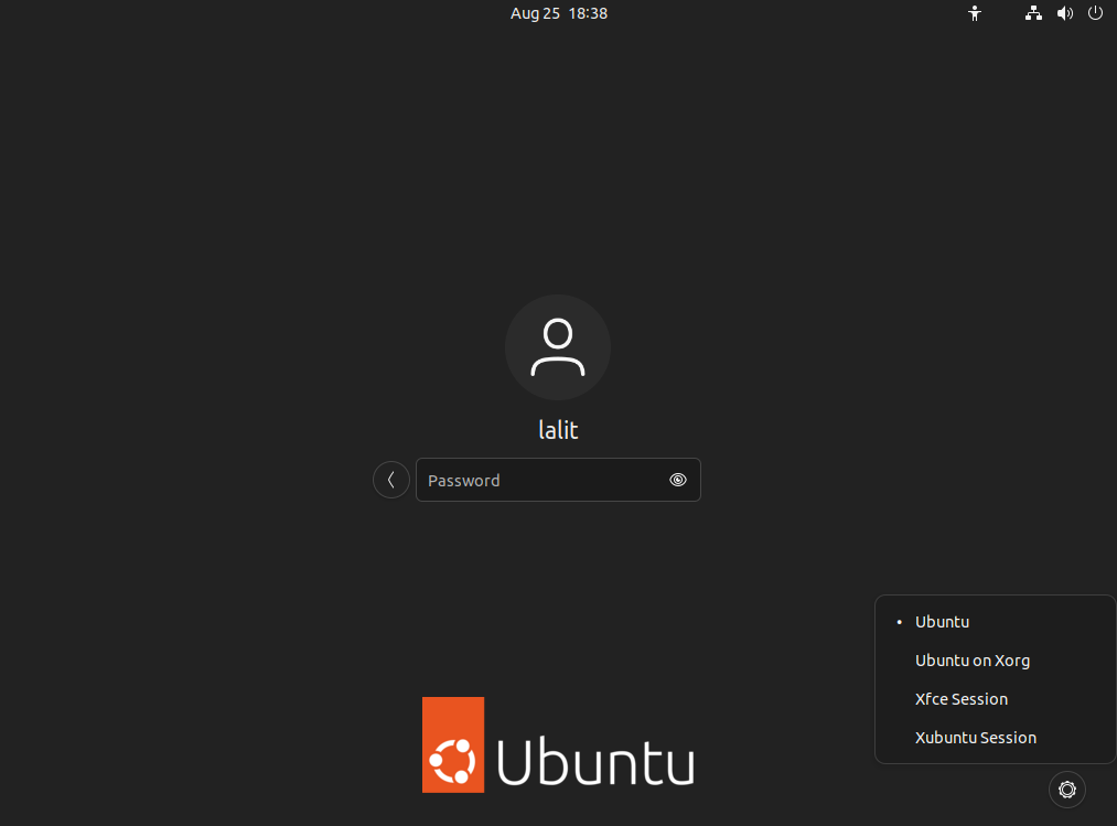 login ubuntu xfce 
