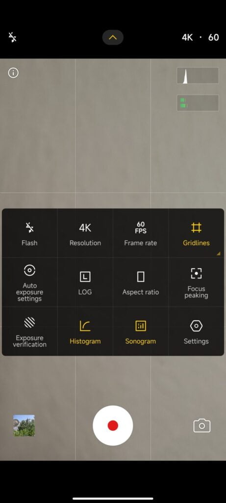 pro video settings on MIUI camera