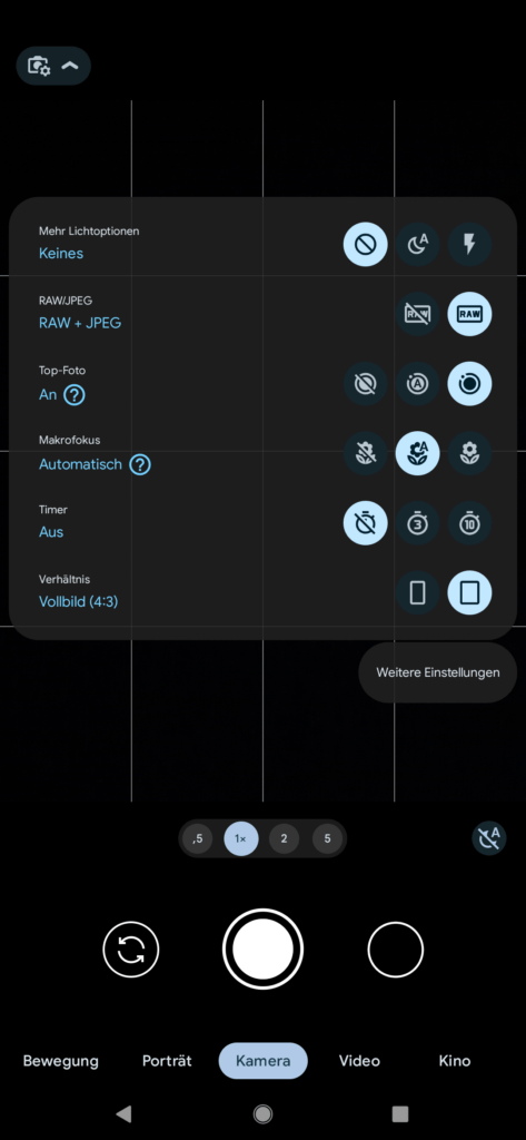 HDR settings on gcam