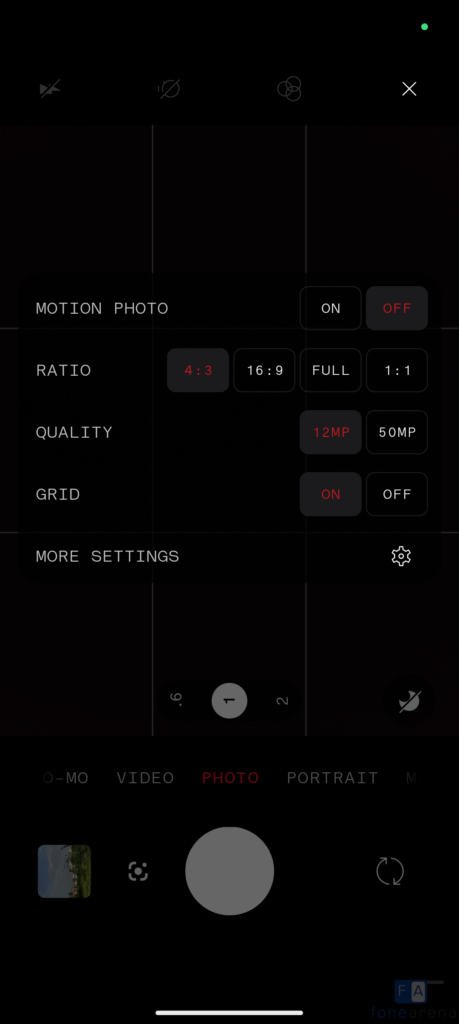 camera ui settings on nothing