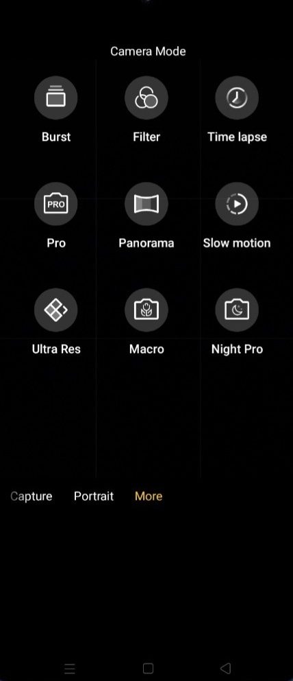 Ultra res and other modes on realme camera